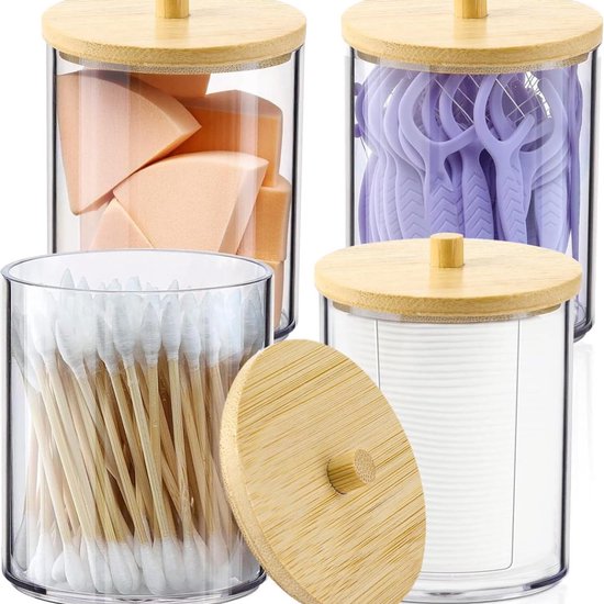 thumbnail: Relaxdays Wattenschijfjeshouder – Set Van 2, Acryl, Transparant – Opbergbakje Voor Wattenschijfjes