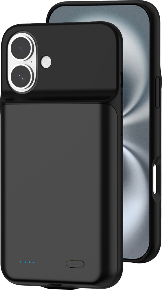 Lunso Geschikt voor iPhone 16 Plus case - Powerbank hoesje 7000 mAh - Zwart