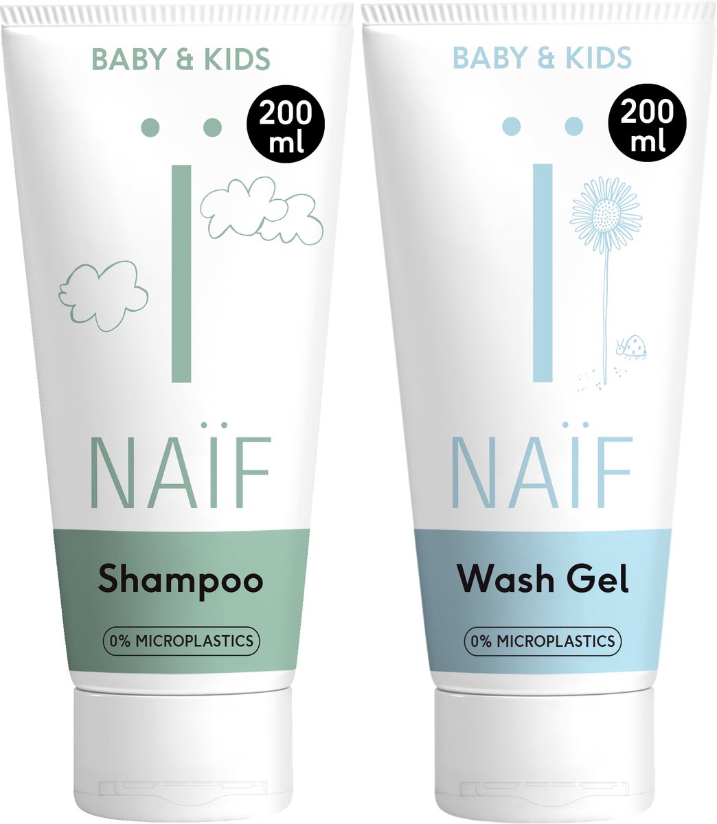 Goedkoopste Naïf - Baby shampoo & Baby Wasgel Voordeelset - Babyverzorging - Baby's & Kinderen - met Natuurlijke Ingrediënten - 2x 200ml