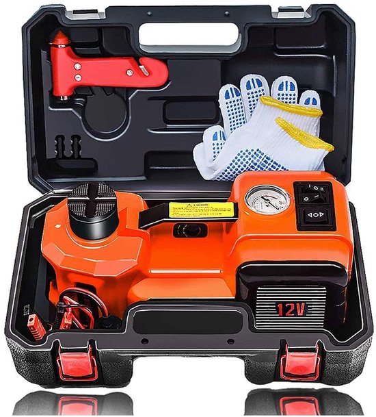 3Ton 12V Elektrische Auto Jack Kit Auto Schaar Jack met Elektrische Sleutel en Inflator, 120-370/170-420 MM Lifting Auto Vloer Jack, Auto Lift Set Bandenwissel Reparatie Tool Voor Sedans En SUV Jack