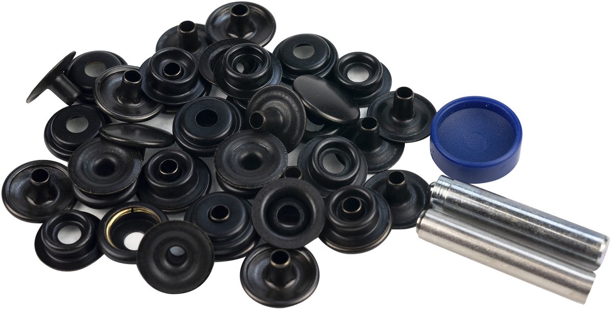 Afdekzeilwinkel - Drukknopen 15mm doek op doek koper zwart