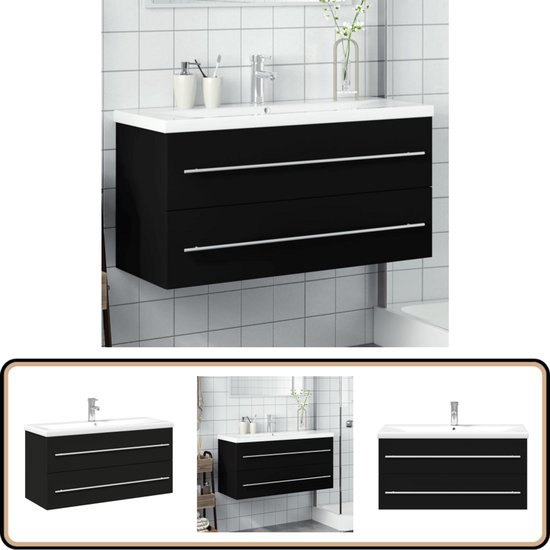 Mueble de lavabo con cajones roble negro 90x34,5x60 cm vidaXL