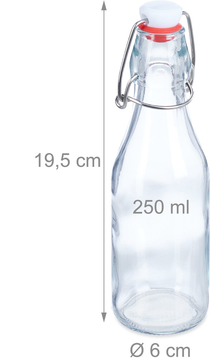 beugelflessen - set van 6 - 250 ml - glazen flesjes incl. etiketten — cadeau in Kookcadeaus - foto 2