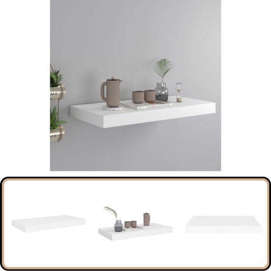vidaXL Étagère murale flottante - MDF - Wit - 50 cm Étagère murale - MDF Honeycomb - Witte Étagère murale - Étagère murale flottante - Accessoires de maison