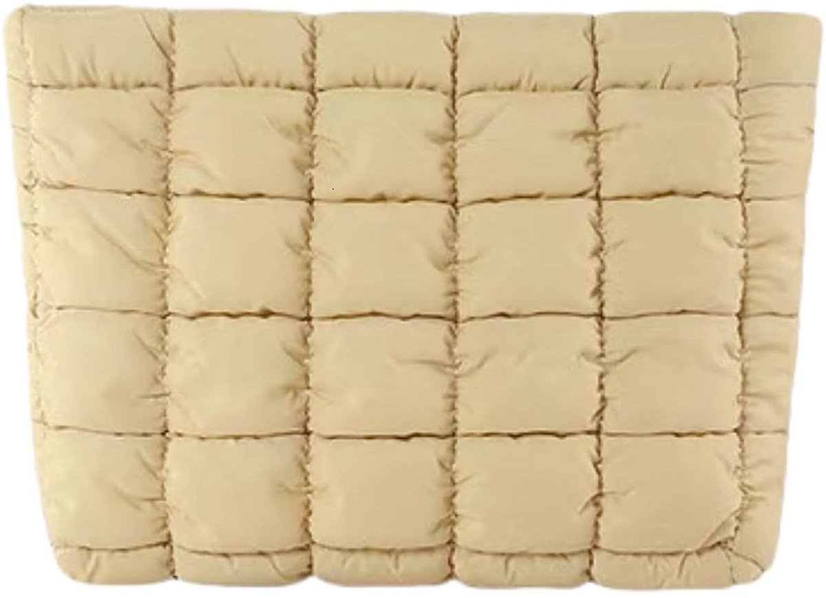 Toilettas Puffer - Beige | Clutch / Make-Up Tas | 26,5 x 16,5 cm | Fashion Favorite