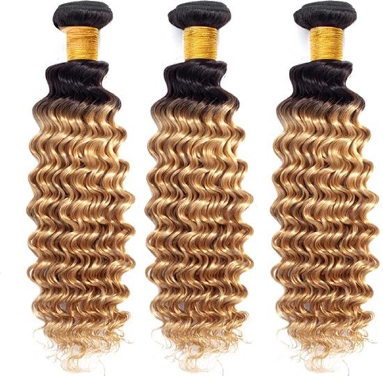 Frazimashop- Braziliaanse Remy weave - 24 inche -Diep golf extensions hair 1b/27 - 1 per stuk -bundel echt haar- 100% real human hair