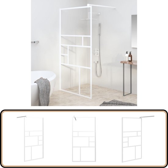 Douchewand van PVC nis breedte 70-150 cm, hoogte 185 cm model VERA, wit, douchedeur zijdelingse opening een vouwdeur, in te korten (breedte 110 cm, hoogte 185 cm