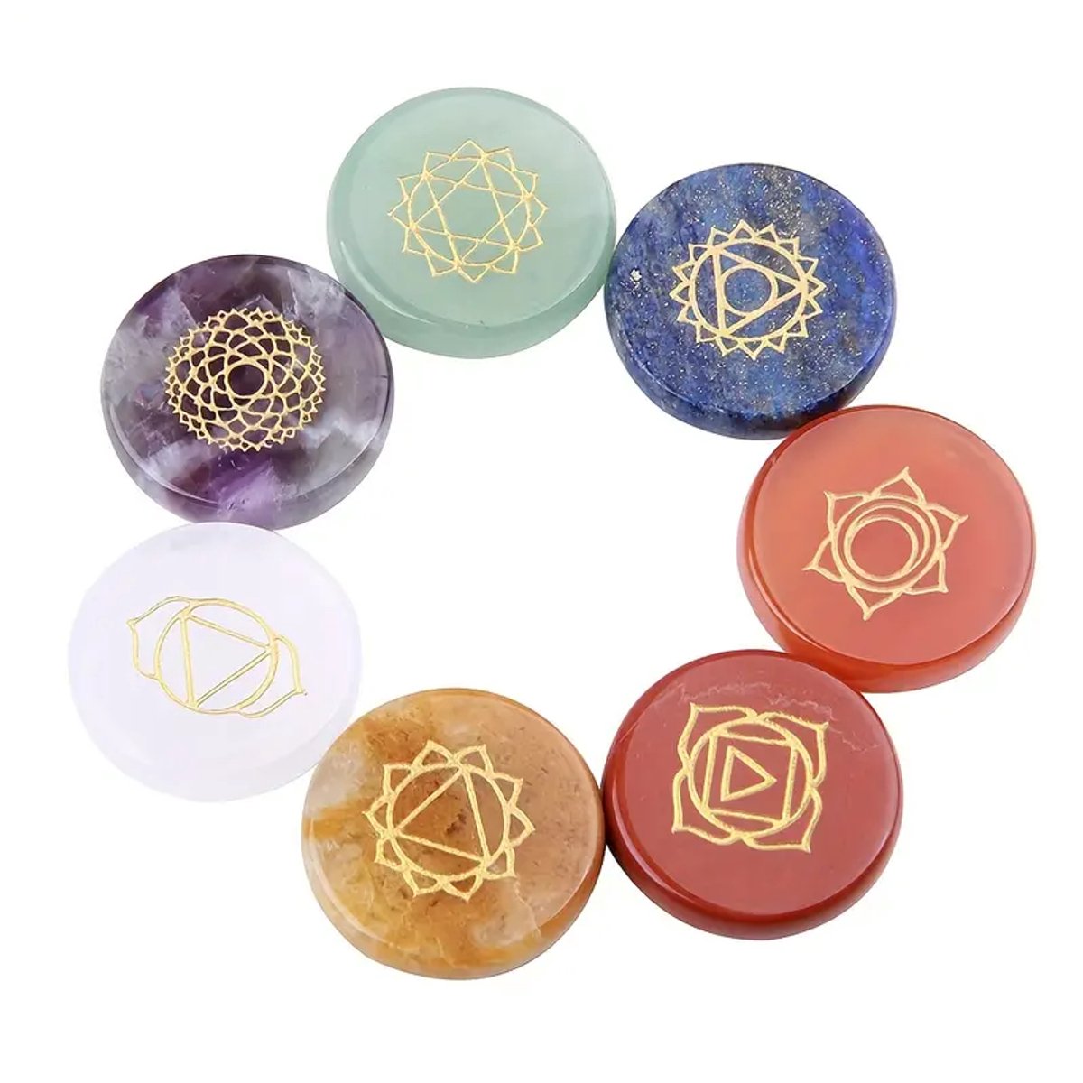 7 Chakra Edelstenenset Rond 2.5 cm