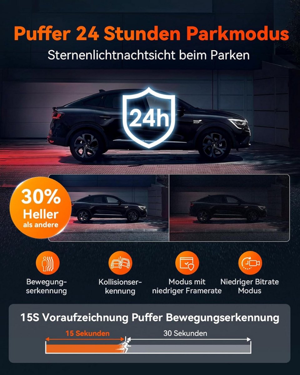Dashcam - Daschcams - Auto - Camera - Vooruit - Achteruit - Video - Autobeveiliging - Parkeerbeveiliging - Recording - Dag en Nacht - Schadepreventie – foto 8