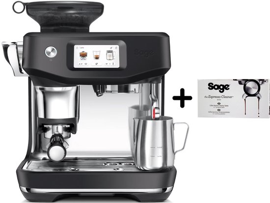 Sage koffiemachine- koffiezetapparaat- SAGE The Barista Touch™ Impress black- Espressomachine - Koffiemachine met Touchscreen zwart - Geborsteld RVS - Automatische Espresso, Cappuccino & Latte - Inclusief Stoompijpje en Maalschijf- koffie zet apparaa