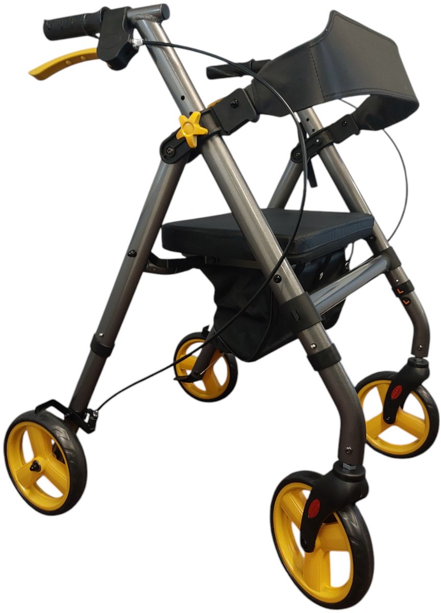 Premis Bear lichtgewicht rollator - Inclusief stokhouder, rugband en zachte zitting - Dark Gray
