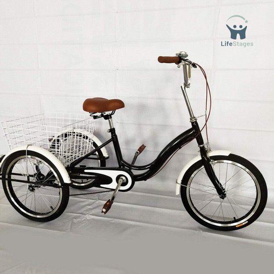 Tricycle Adulte 20 Pouces – 3 Roues – Siège Enfant Et Panier – Noir – Fetcoi
