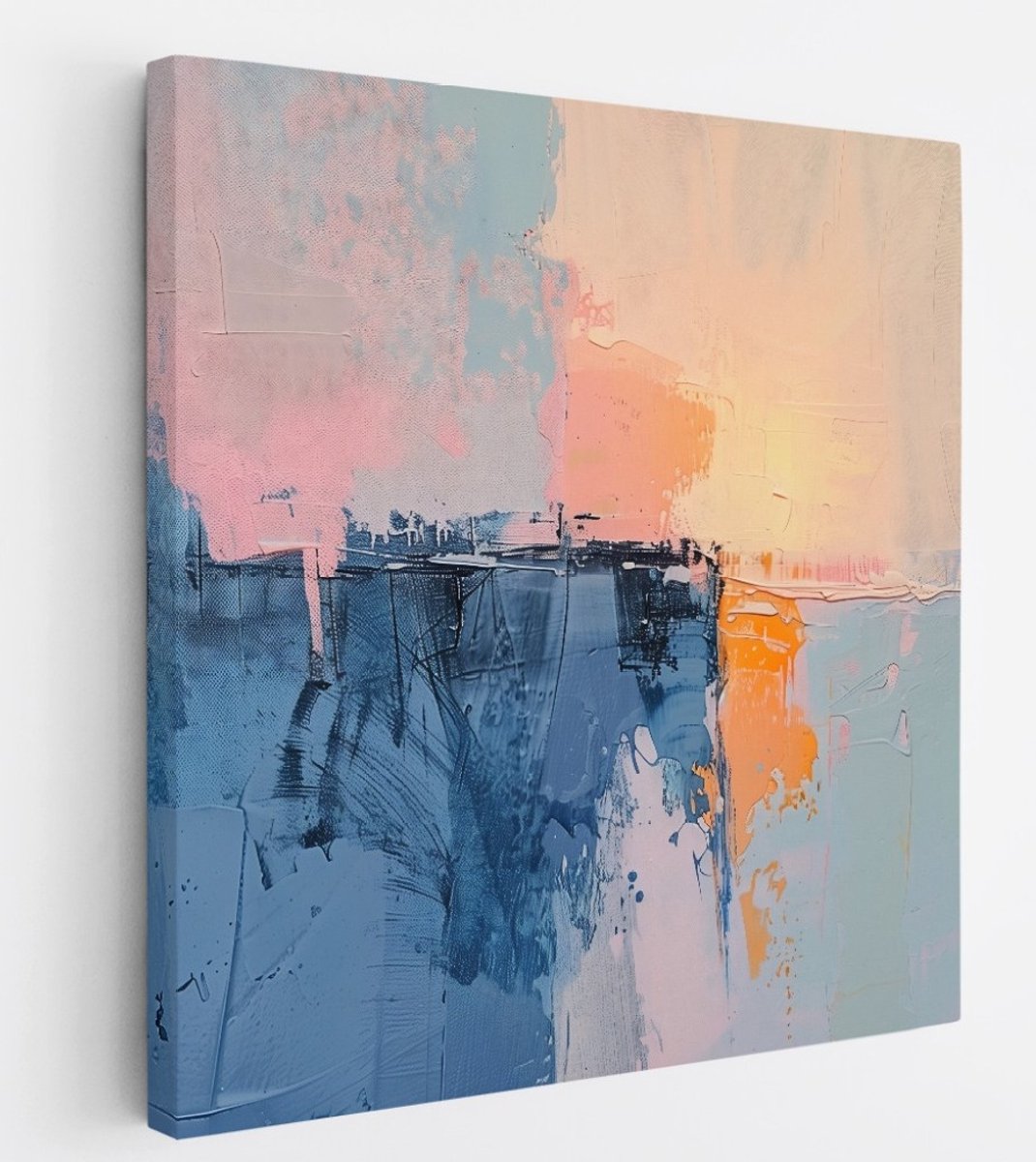 Saammp Canvas Schilderij - Blauw - pastel - Abstract - 20x20 - Foto op canvas - Wanddecoratie - Muurdecoratie Woonkamer - Slaapkamer decoratie - Canvas Print Multicolor