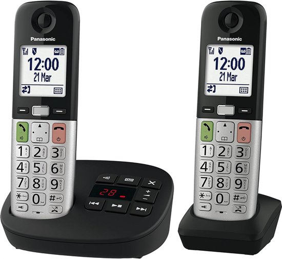 Panasonic KX-TGU432EXB Senioren dect telefoon met 2 handsets en antwoordapparaat foto 2