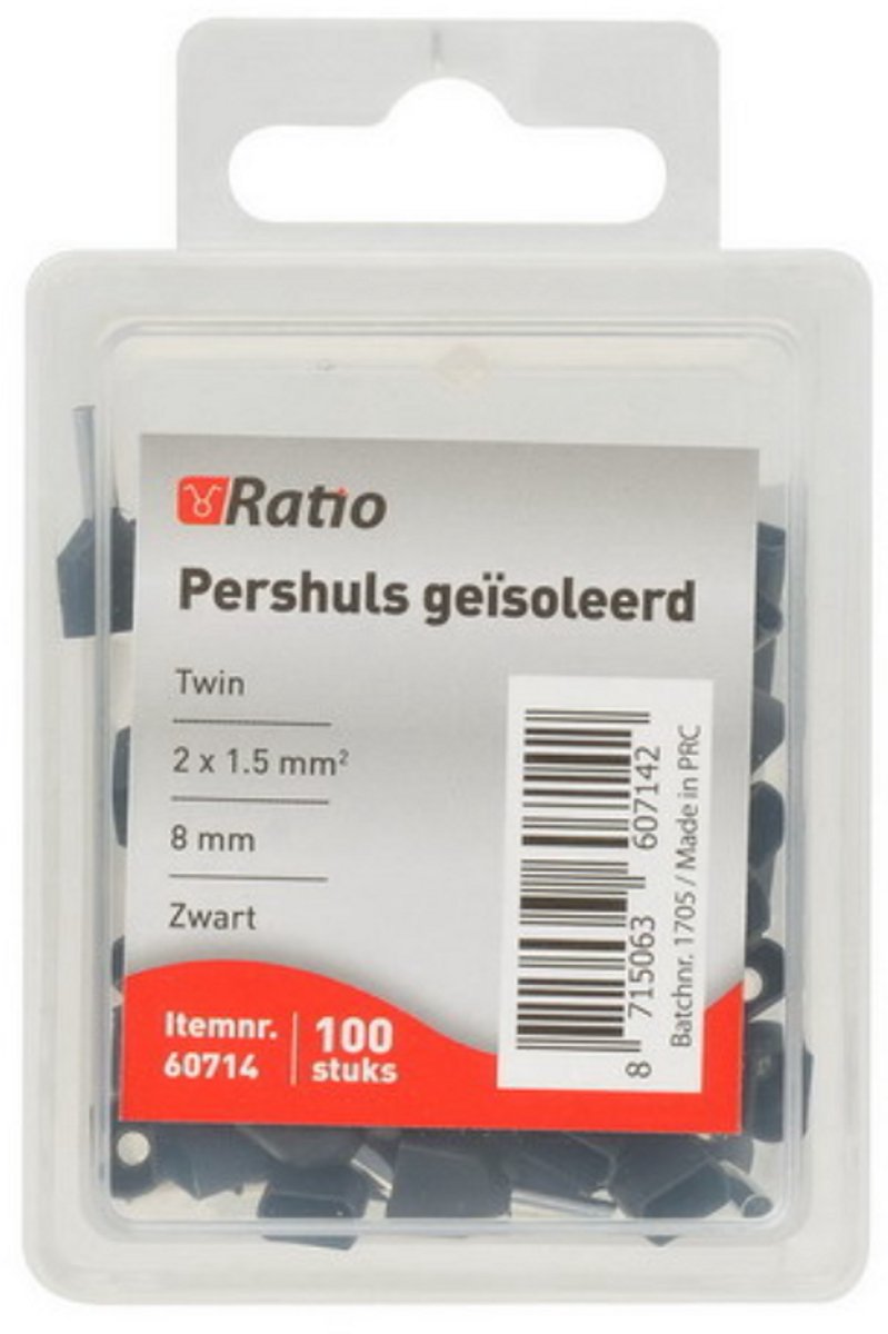 Ader Eindhuls Geïsoleerd Twin 1,5mm Zwart - 100 Stuks