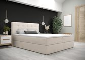 Opberg Boxspring Fenne - 140x200 cm - Beige - Inclusief Topper - Bed met Opbergruimte - Bonellvering tot 100 kg