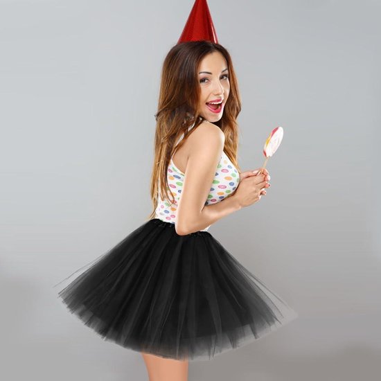 EQLEF Tuturok voor dames, tule rok, 4 lagen tutu-jurk met comfortabele voering, pluizige balletdansrok voor kostuum, feest, Halloween, marathon en races, Wit, L