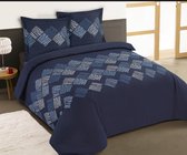 VISION Nora Dekbedovertrekset - 100% katoen: zacht en soepel - Lits-jumeaux - Dekbedovertrek 240 x 220 cm met 2 bijhorende slopen - Blauw - Oekotex gecertificeerd