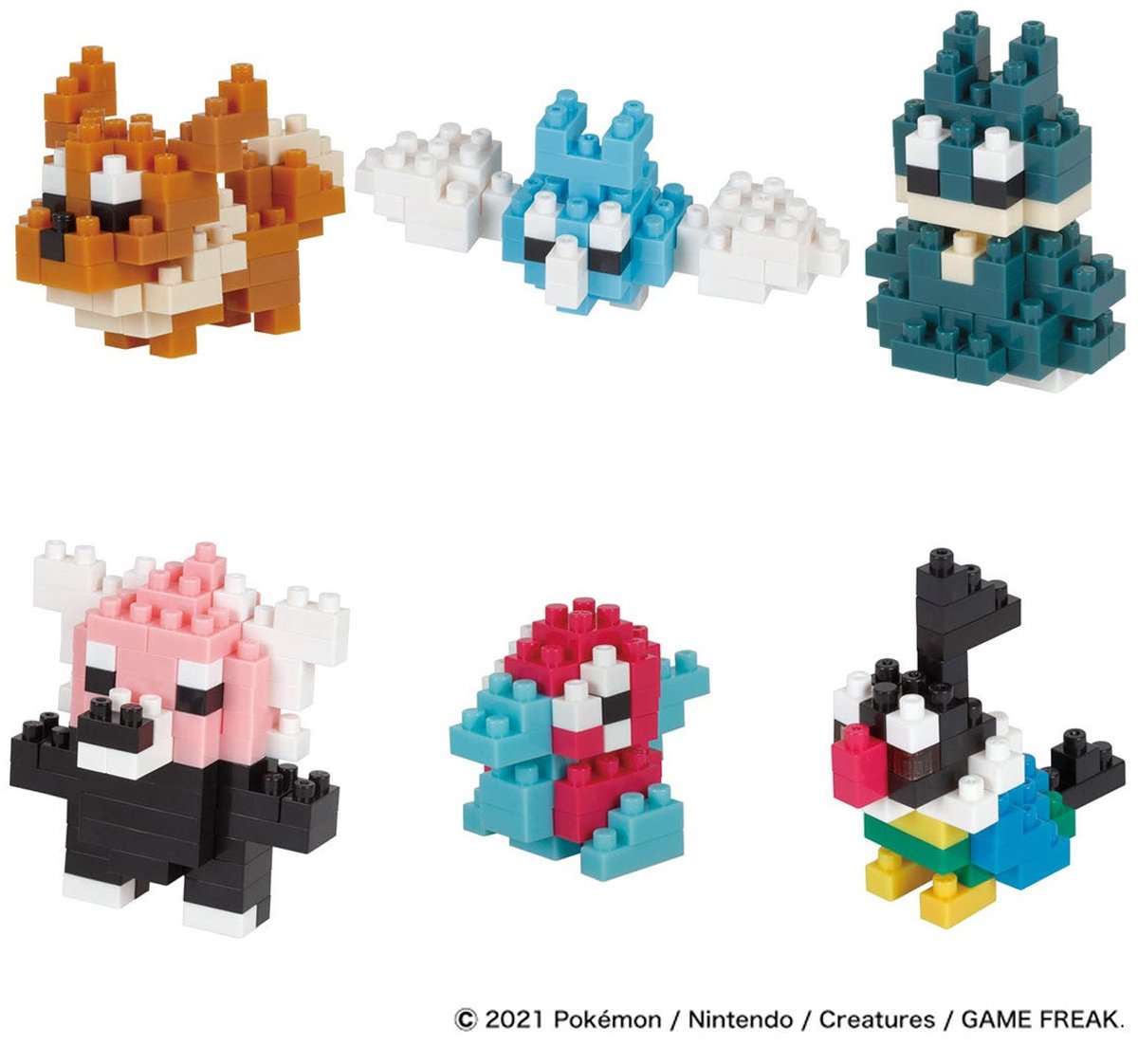 Bandai - Nanoblock - Normale Pokémon Mini-Figuur Pack - Doos met 6 van stenen gebouwde Pokémon figuren - Modelbouwset - Speelgoed voor kinderen 12+ tieners Volwassenen - NBPM14B