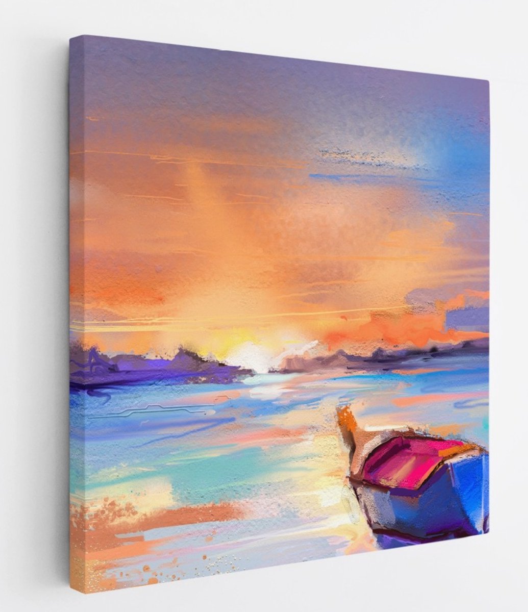 Saammp Canvas Schilderij - Boot - Abstract - 60x60 - Foto op canvas - Wanddecoratie - Muurdecoratie Woonkamer - Slaapkamer decoratie - Canvas Print Multicolor