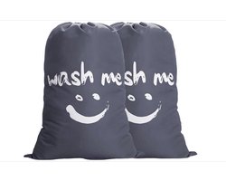 2 stuks waszakken voor op reis, vuile was, wasverzamelaar, waszak, grote opvouwbare wasmand, opbergtas, wasbak, outdoor, 120 liter, grijs