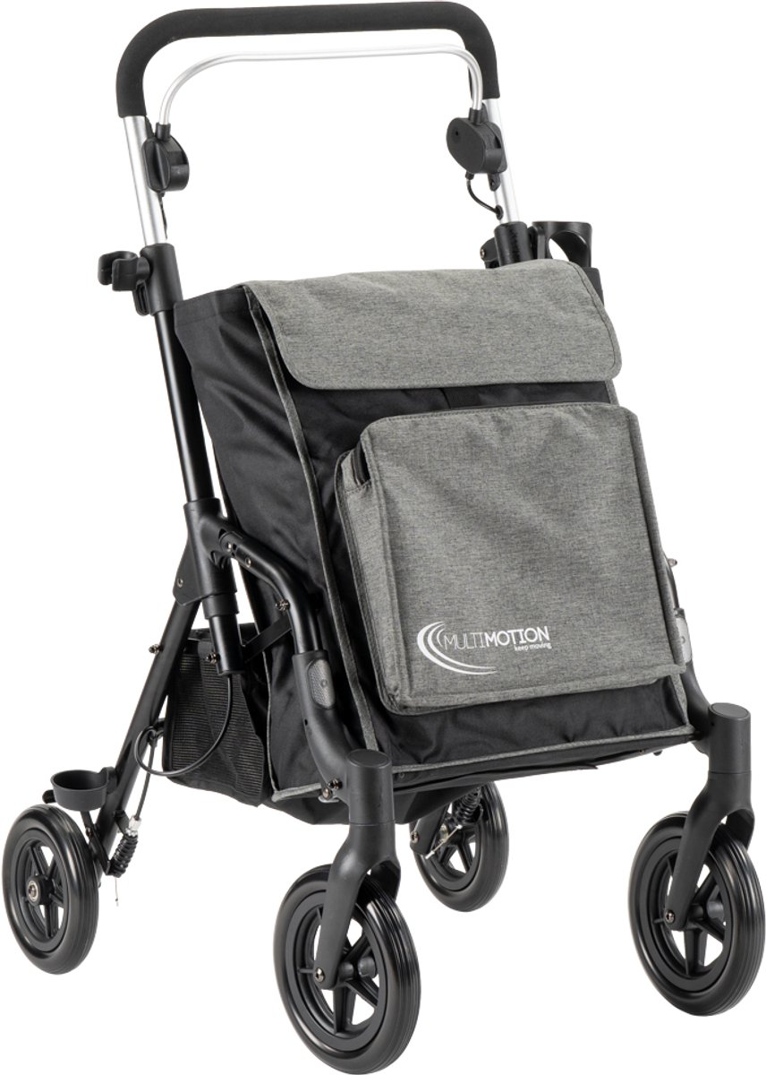 Goedkoopste MultiMotion Shopper rollator - Denim grijs/ zwart - Boodschappentrolley en rollator in 1