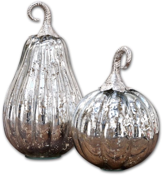 LOBERON Pompoen set van 2 Bassu antiekzilverkleurig