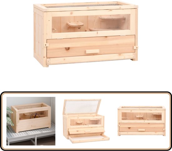 Cage pour hamster vidaXL 60 x 30 x 35 cm Bois de pin Massief