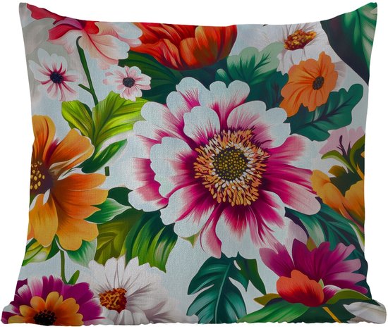 Coussin de jardin - Fleurs - Coloré - Rose - 40x40 cm - Résistant aux intempéries