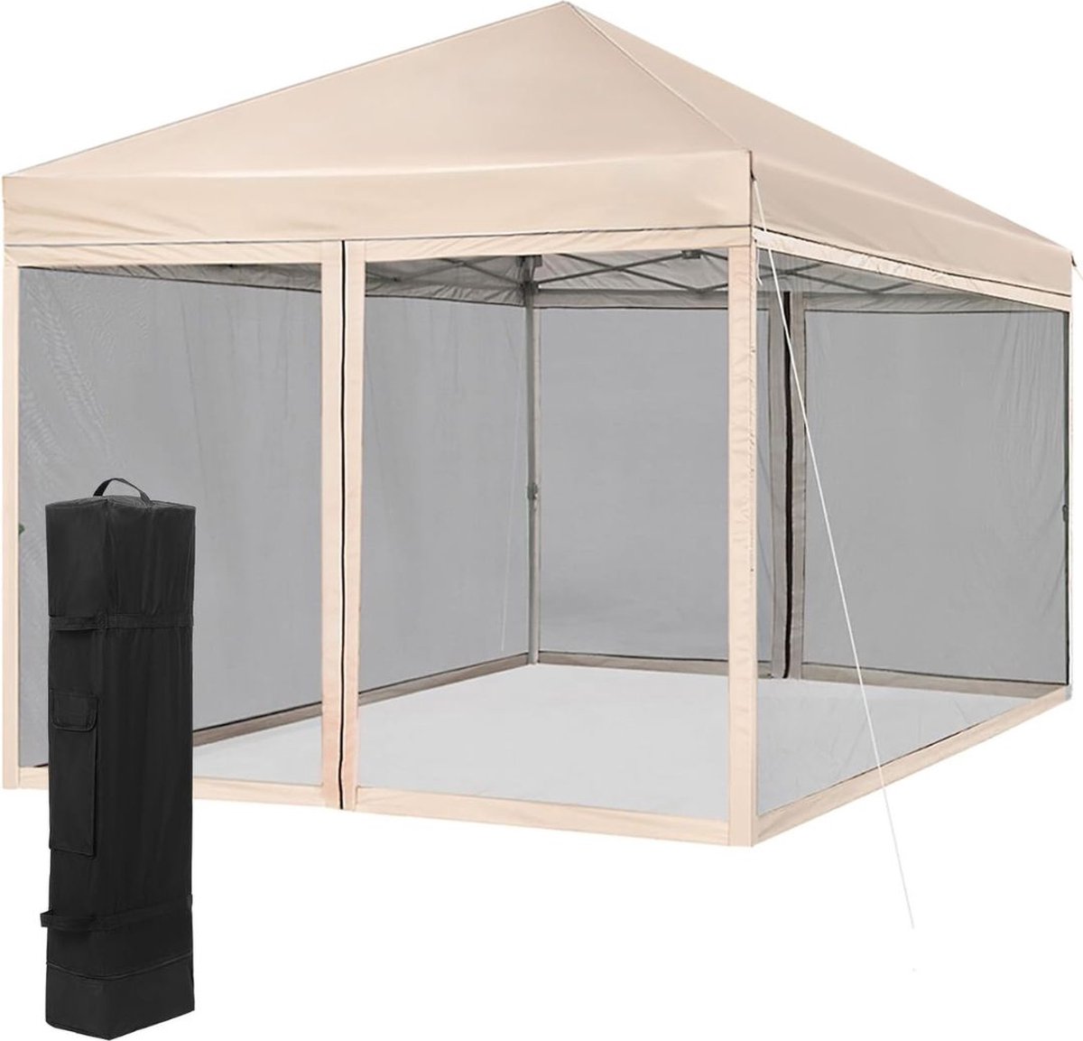 VELTRR® Paviljoen - Easy up Partytent Opvouwbaar - Overkapping - 3x3m - Beige
