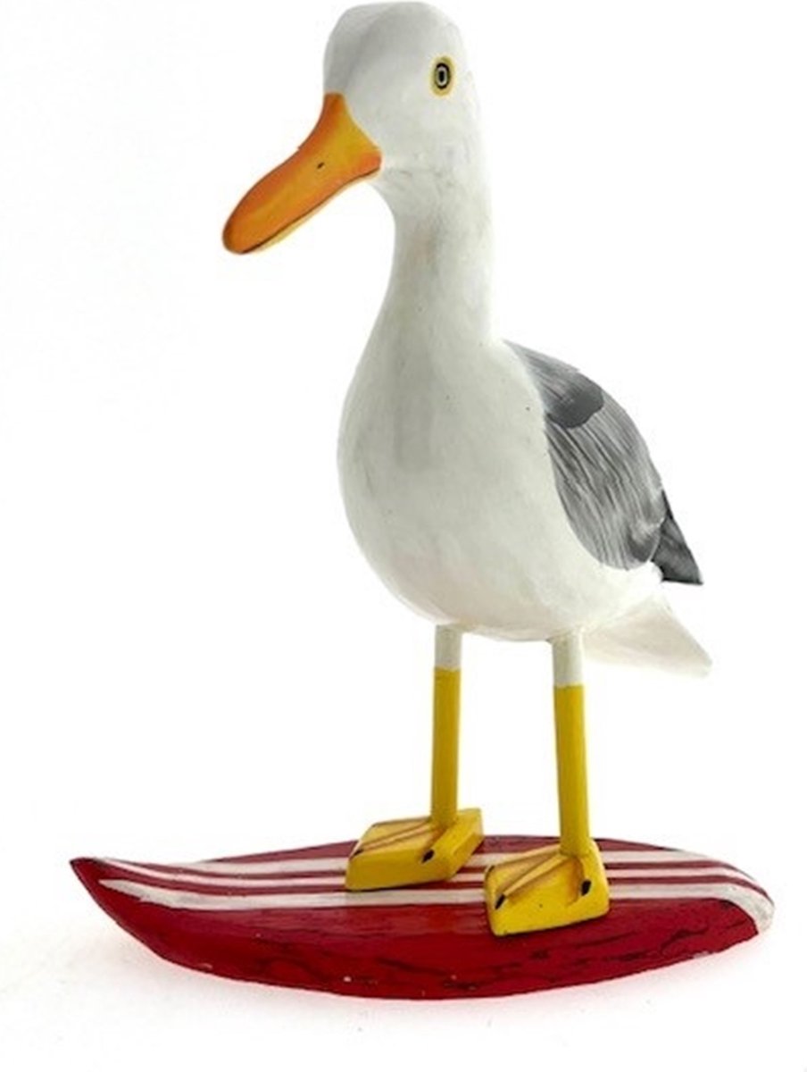 Meeuw op surfplank L rood/wit 21 cm