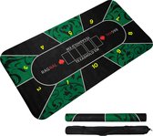 Tapis de poker - Table de poker - 120 x 60 cm - Tapis de poker antidérapant enroulable - Set de poker - Tapis de cartes - Tapis de poker - 2 à 10 personnes - Incl. Étui de transport et cartes de poker dorées - Vert/ Zwart