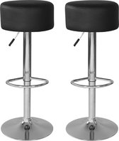 Bol.com Elegante Barkrukken met Zwarte Zitting en Verstelbare Hoogte - Keukenstoel - Set van 2 aanbieding