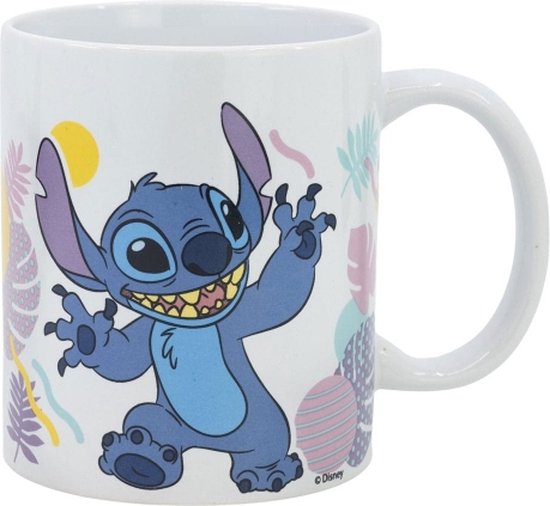 Disney - Tasse en céramique Stitch avec des fleurs hawaïennes - 325ml