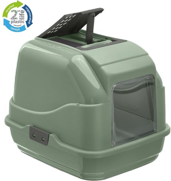 Imac bac à litière pour chat easy 2nd life vert 50x40x40 cm