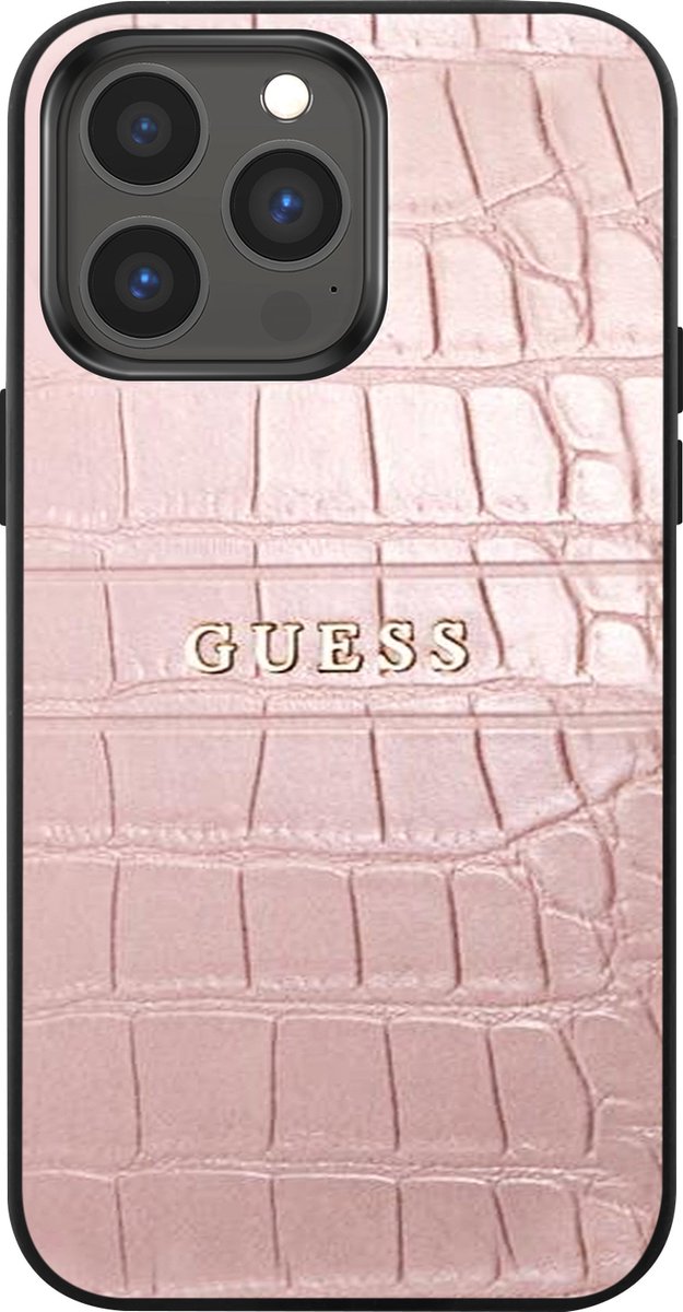 Guess Crocodile Back Case - Geschikt voor Apple iPhone 13 Pro (6.1") - Roze