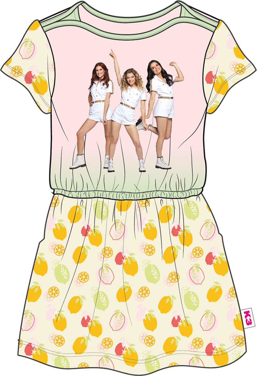 K3 Nightdress Lemons Roze/Geel Maat 98/104