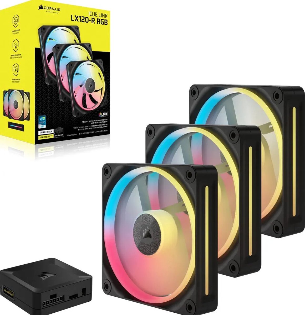 Corsair iCUE LINK LX120-R RGB Reverse Fans Starter Kit case fan