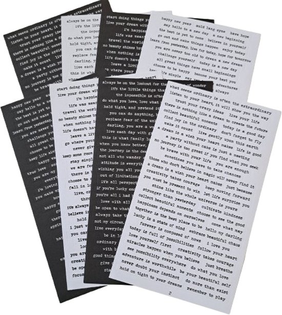 Zwart/wit tekst stickers – Tekst – Deco stickers – 8 vellen – Engelse teksten – Scrapbook – Bullet journal stickers – laptop stickers – Stickers volwassenen en kinderen