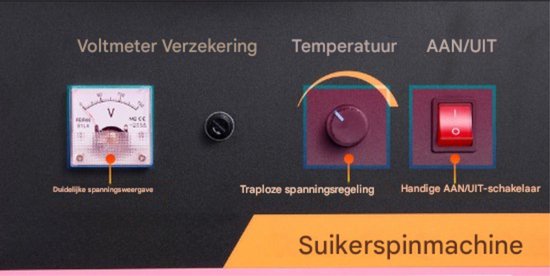Machine à barbe à papa Happyment - Acier inoxydable - Rose - Professionnelle - Ajustable - Conviviale