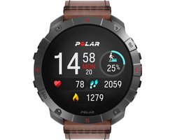 Polar Grit X2 Pro TITAN Premium Outdoor Smartwatch, Brons leder M/L, extra Zwarte Silicone horlogebandje S/L
