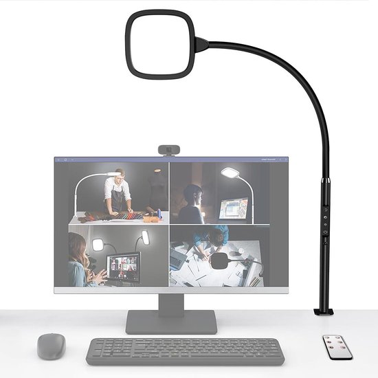 Hapfish LED-bureaulamp – 24W, Superlange Dubbele Kop, 77 Cm Breed, Dimbaar, 5 Kleurtemperaturen, Met Clip, Lichtgeheugen