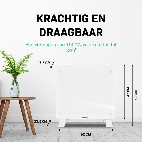 Vonroc Luxe Elektrische Kachel - Convectorkachel – 2500w- 30m2 – Thermostaat En Timer - Zwart