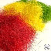 Design407 - Sisal Rood Geel Groen - 30gram - Carnaval Sisal - Vastelaovend - Carnavalsdecoratie - Decoratie - Sisal