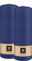 Bougie cylindrique/pilier Wiedemann - 2x - bleu foncé - 20 x 7 cm - 103 heures de combustion - Bougies piliers