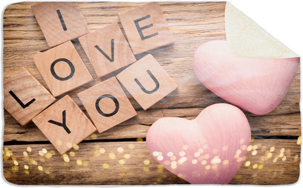 Fleecedeken I love you, 96x146cm, Polyester Sherpa, FD2024604