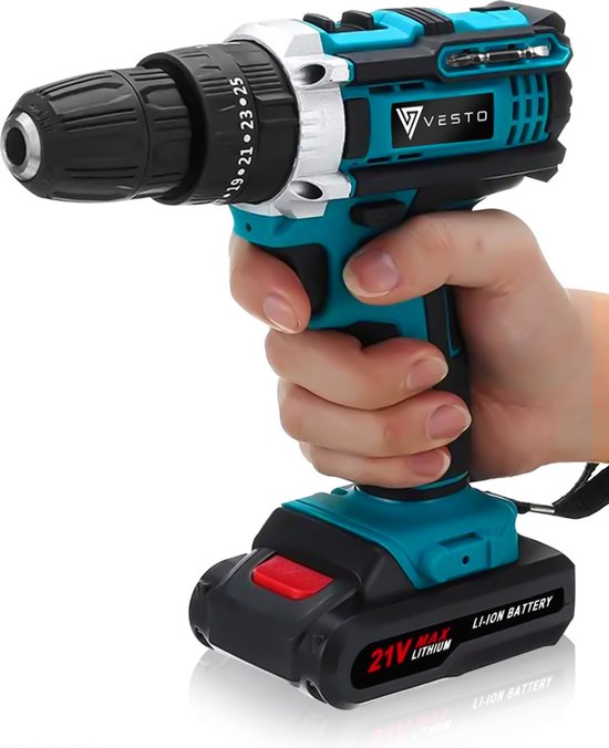 Vesto® PowerDrive Accuboormachine - Accu Schroefboormachine - Boormachine – Schroevendraaier - Accuboortol - Incl. 2 Accu's