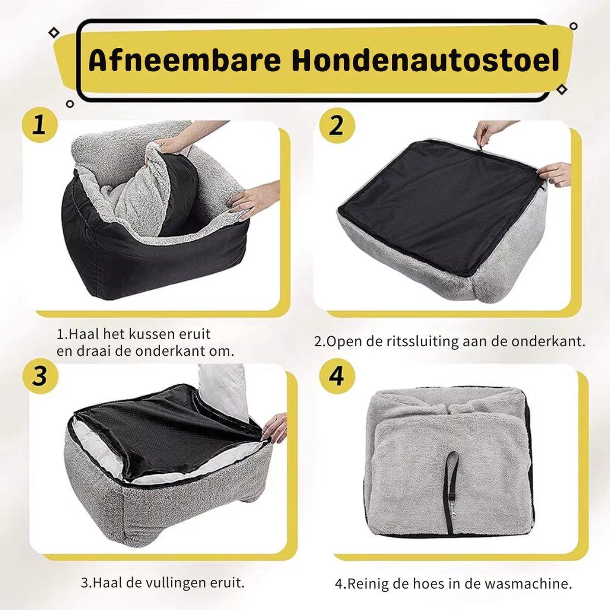 Livista Wasbare Autostoel Hond met Gordel - Hondenmand Auto - Voor in de Auto en Achterbank -Automand Honden - Hondenstoel - Hondenmand thumbnail 4