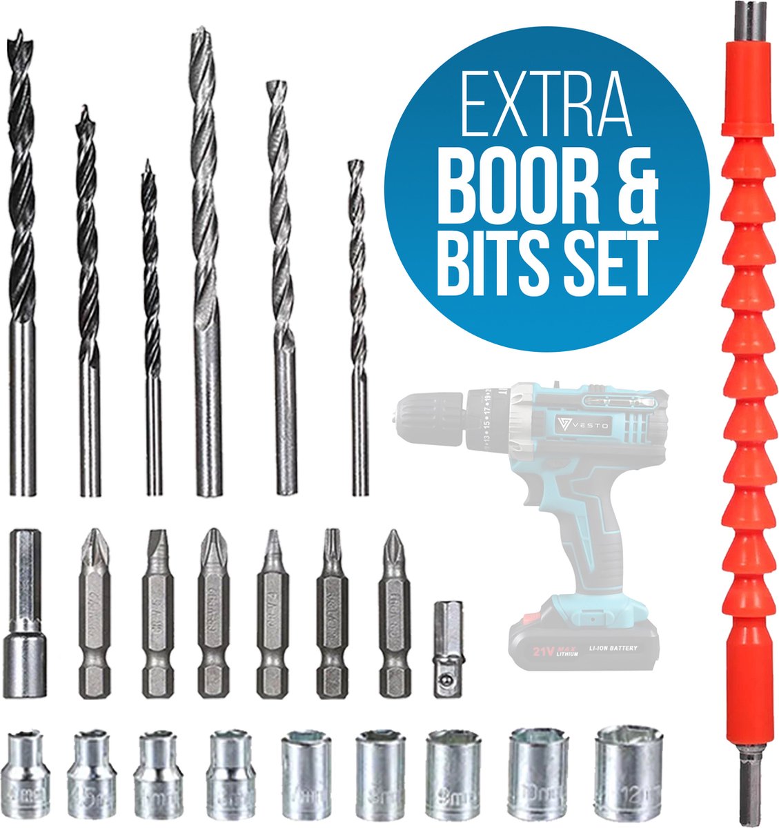 Vesto® Navullingset Accuboormachine - Accesoire set boortjes voor Vesto® Accuboormachine