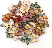 50 Stuks Houten Vlindertjes - Vlinders - Knutselen - Verschillende kleuren